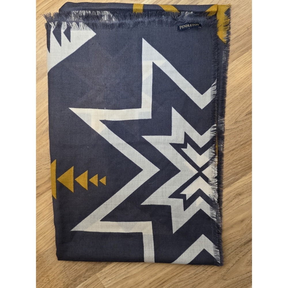 Pendleton featherweight wool oversized scarf in the Opal Springs Denim pattern